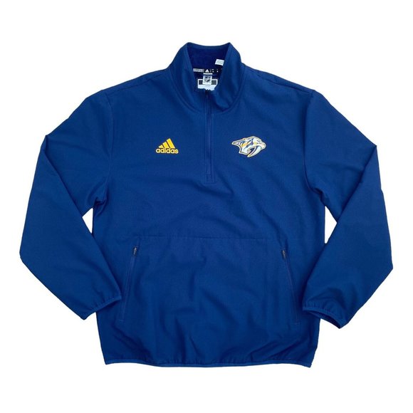 Nashville Predators NHL Adidas 22 1/4 Zip Jacket Mens M Blue Pullover Cold Rdy - Picture 1 of 10